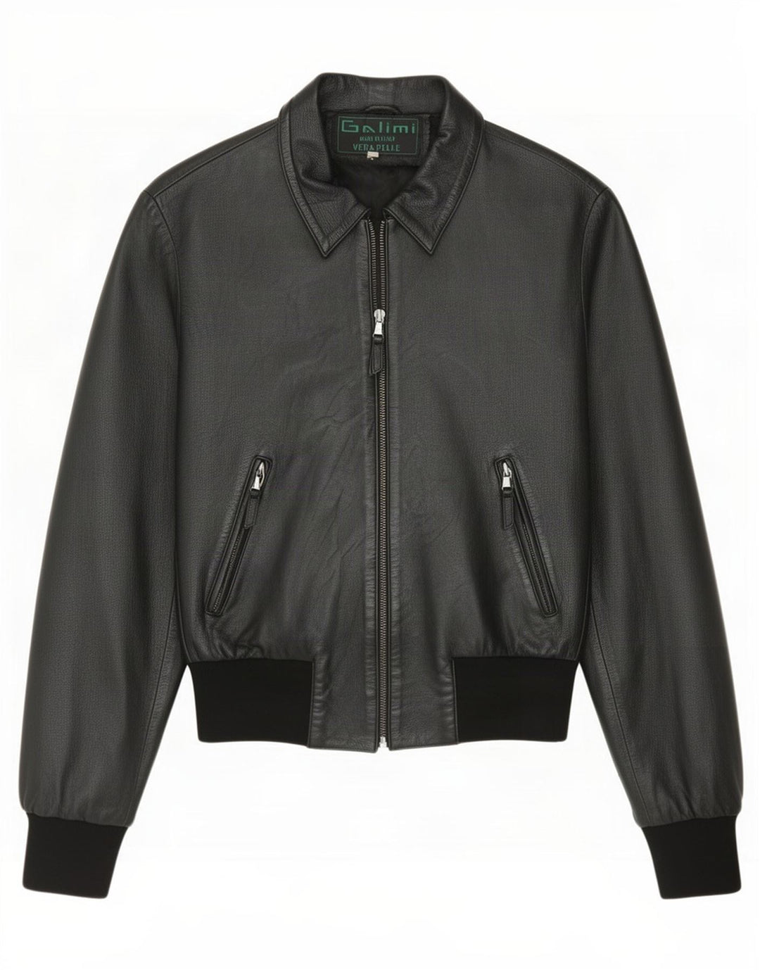 Vintage Damen Bomber Lederjacke IT 44 Medium Schwarz
