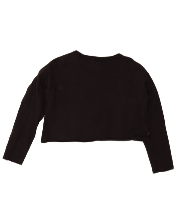 Champion Womens Crop Graphic Oversized Sweatshirt Pullover UK 10 Small Schwarz