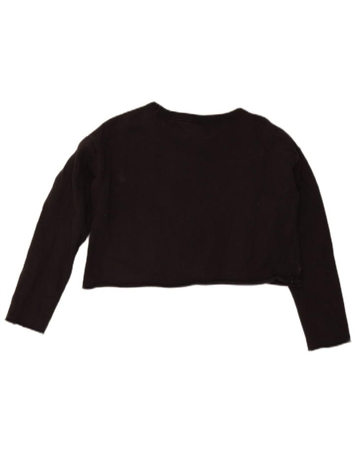 Champion Womens Crop Graphic Oversized Sweatshirt Pullover UK 10 Small Schwarz