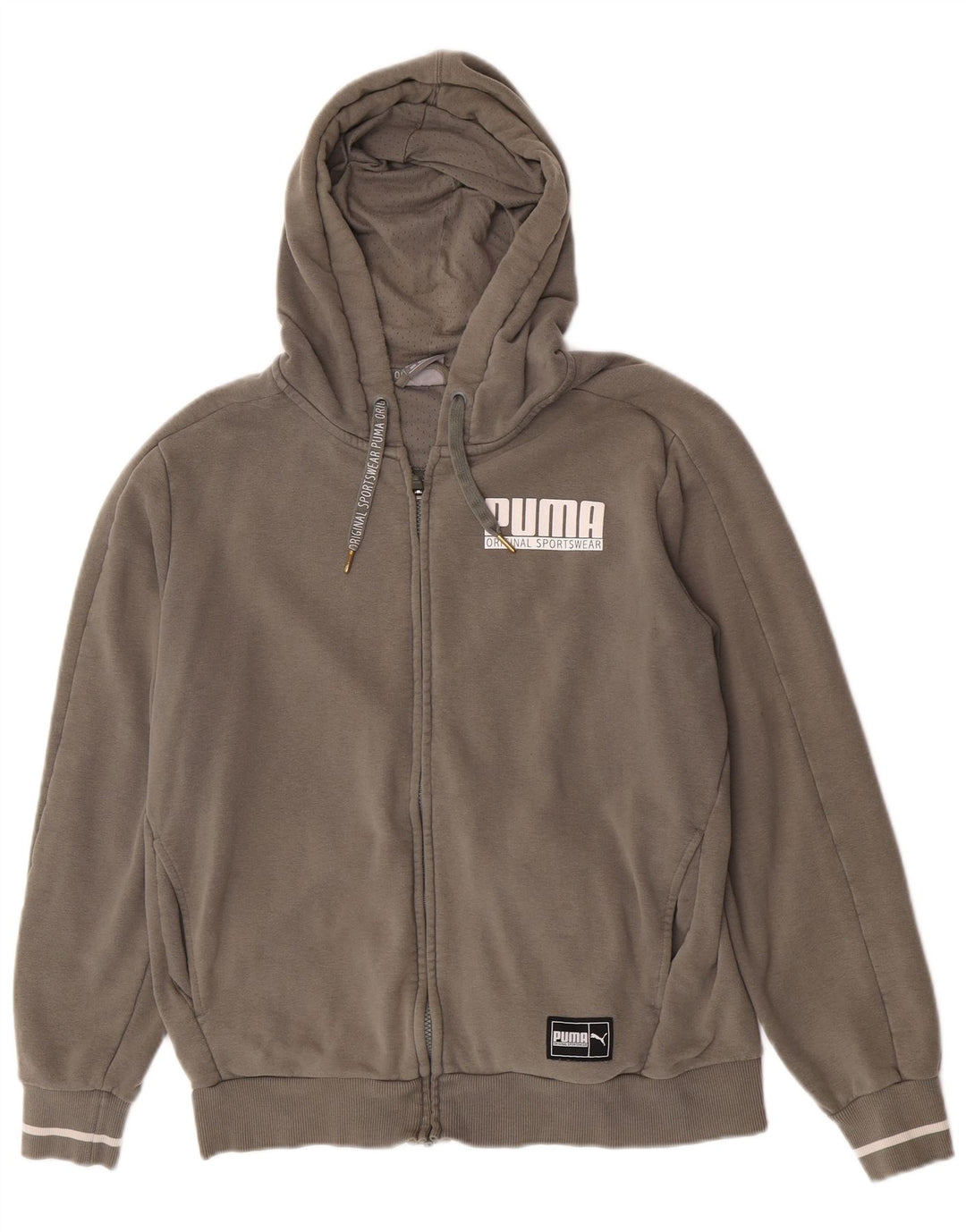Puma Herren-Kapuzenpullover mit grafischem Reißverschluss, mittlere Khaki-Baumwolle
