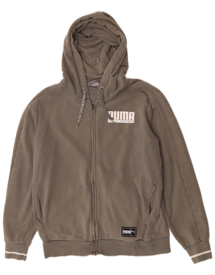 Puma Herren-Kapuzenpullover mit grafischem Reißverschluss, mittlere Khaki-Baumwolle