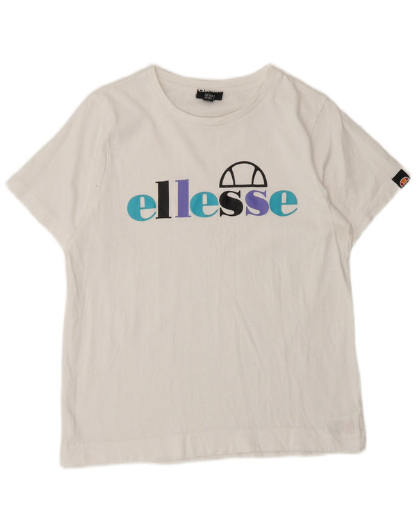 ELLESSE Mädchen-T-Shirt mit Grafik, 12–13 Jahre, weiße Baumwolle
