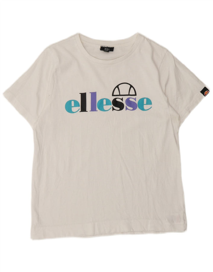 ELLESSE Mädchen-T-Shirt mit Grafik, 12–13 Jahre, weiße Baumwolle