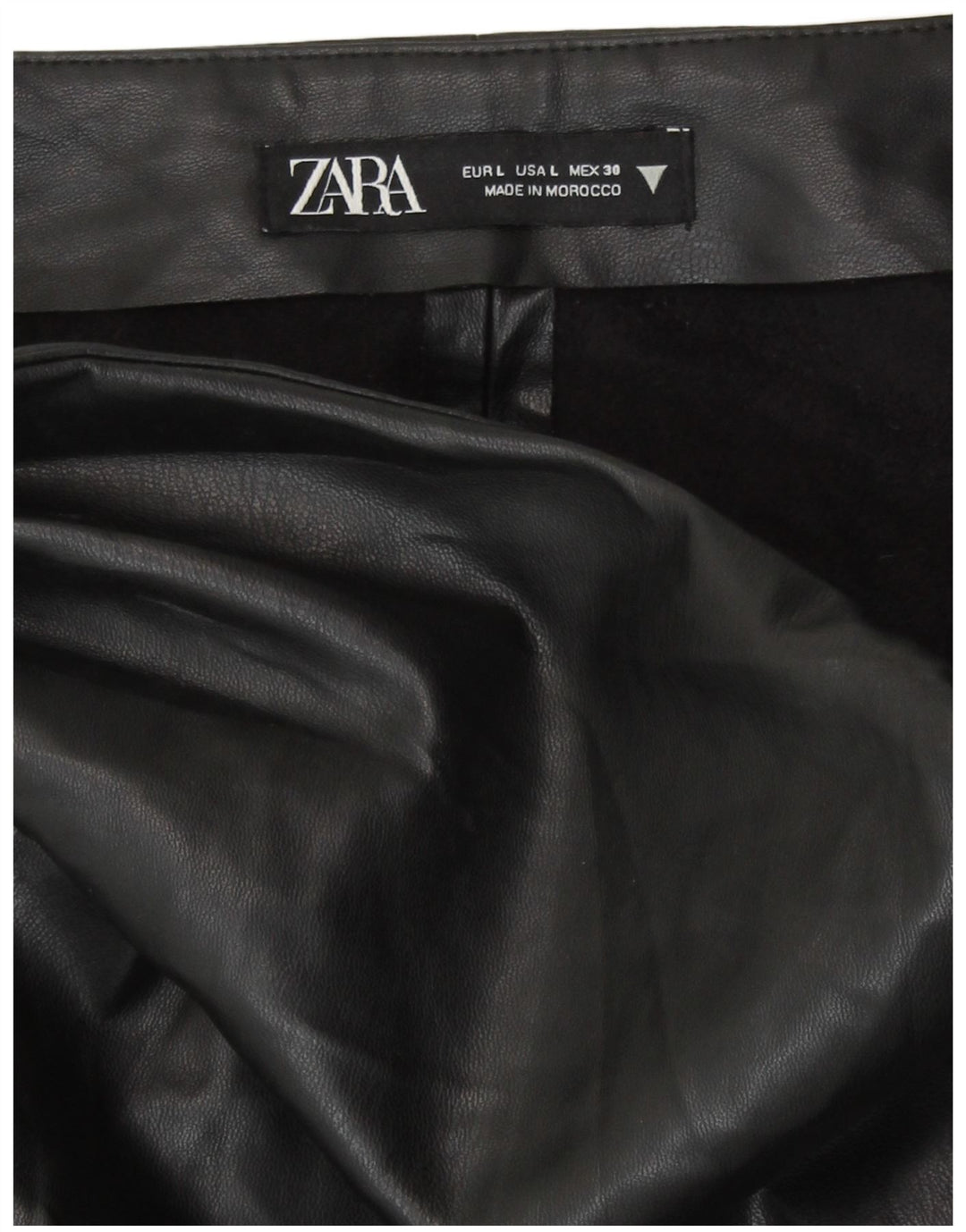 Zara Damen-Minirock aus Kunstleder, groß, W30, schwarzes Polyurethan