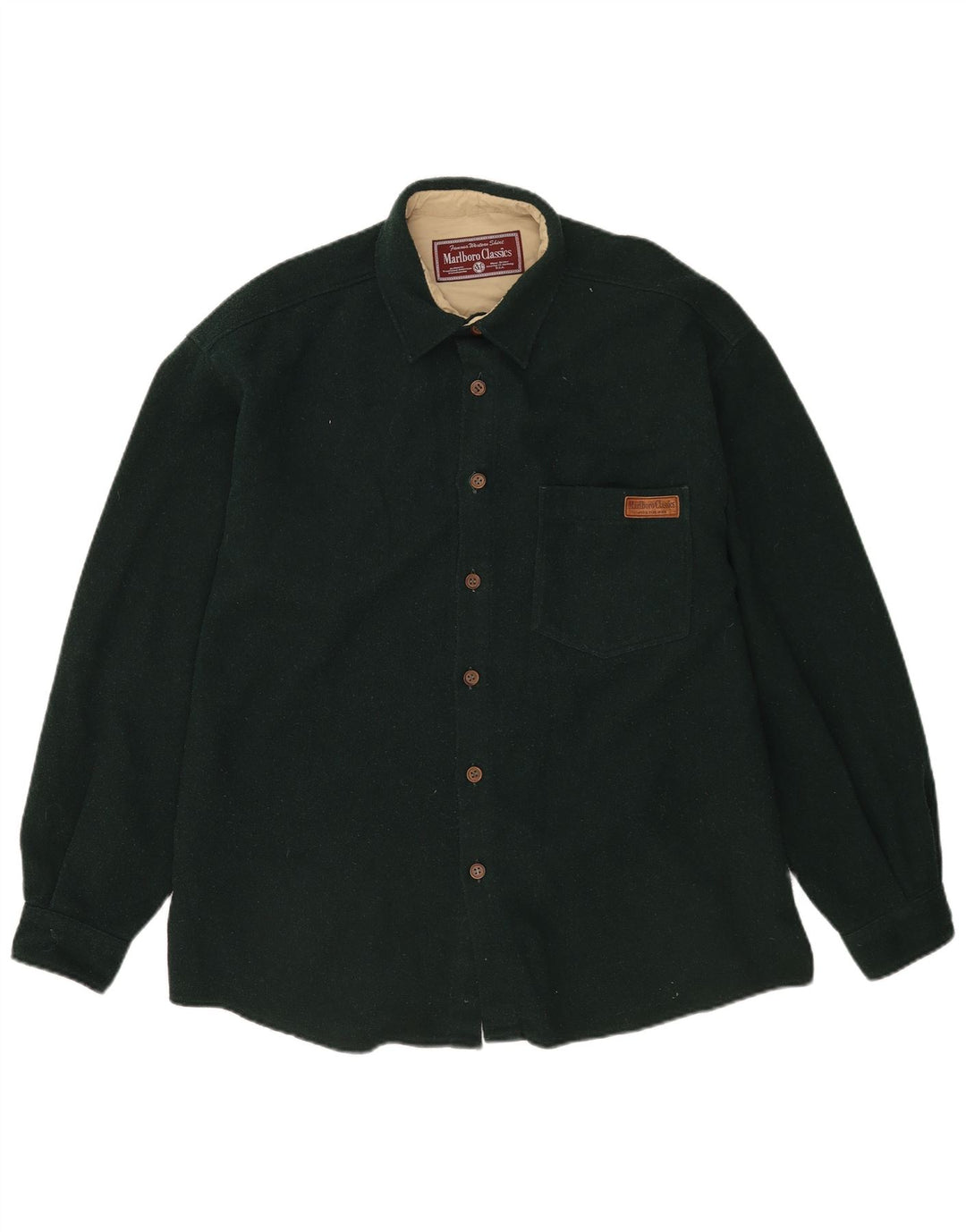 Marlboro Classics Herren-Flanellhemd XL aus grüner Wolle