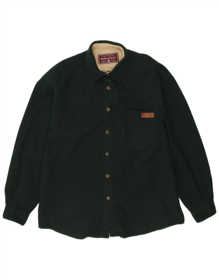 Marlboro Classics Herren-Flanellhemd XL aus grüner Wolle