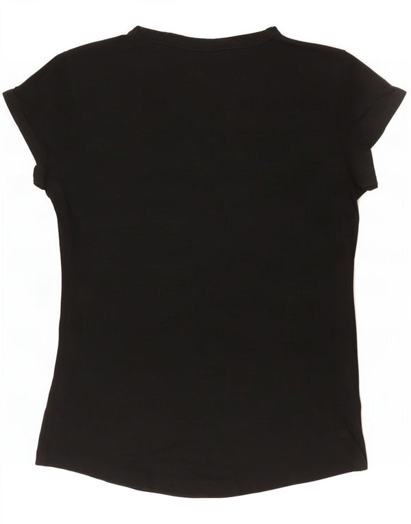 Ellesse Damen Heritage Graphic T-Shirt Top UK 14 Large Schwarz Baumwolle