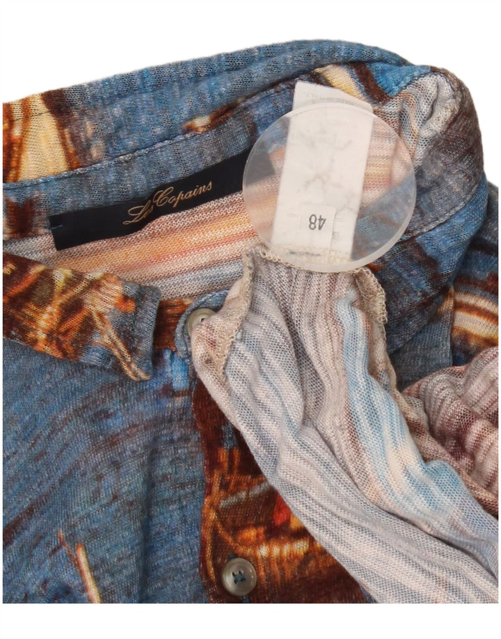 Les Copains Herren-Hemd mit abstraktem Muster IT 48 mittelblaue Baumwolle
