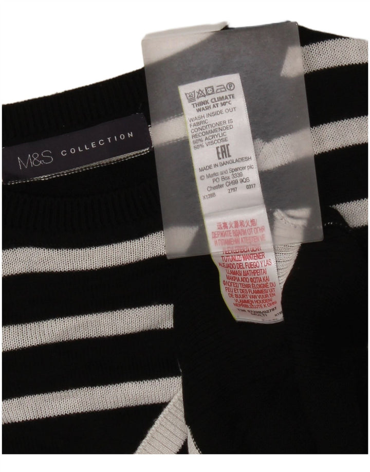 Marks & Spencer Damen-Pullover mit Rundhalsausschnitt, Gr. 14, mittelschwarz gestreift