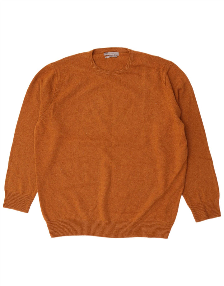 Marks & Spencer Herren-Pullover mit Rundhalsausschnitt, 2XL, braune Wolle