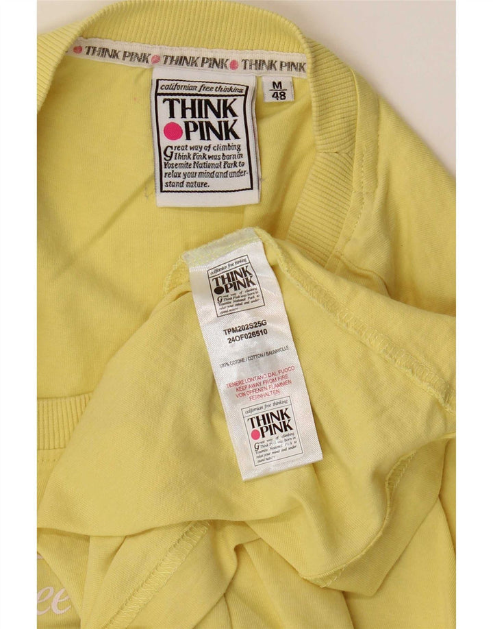 Think Pink Herren-T-Shirt mit Grafik, IT 48, mittelgelbe Baumwolle