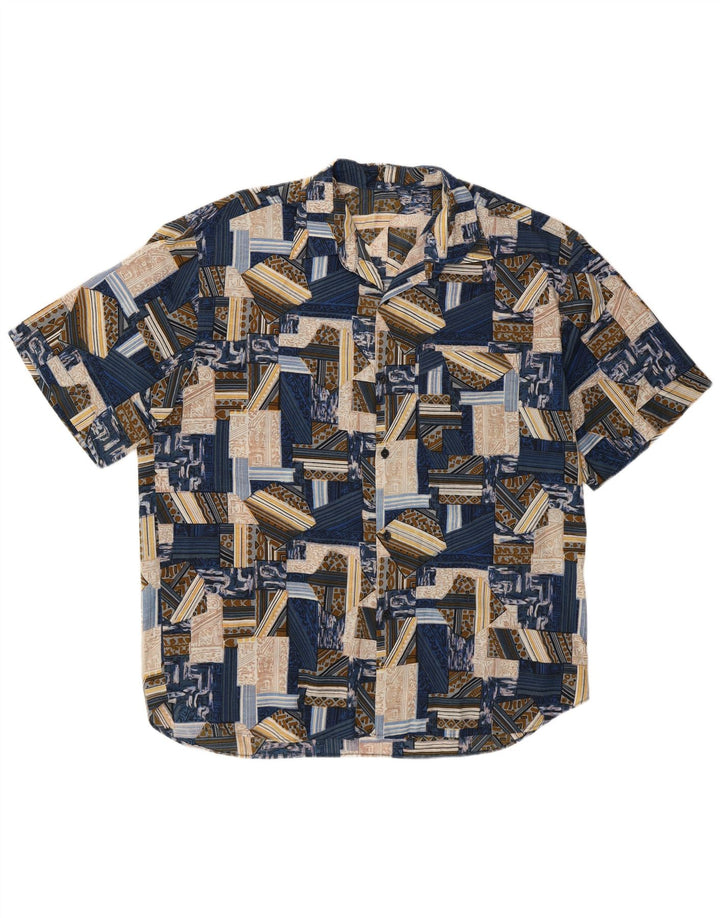 Vintage Herren Kurzarmshirt XL Blau Patchwork