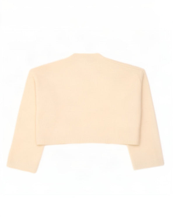 Zara Damen Crop Crew Neck Pullover Pullover UK 14 Medium Off White Nylon