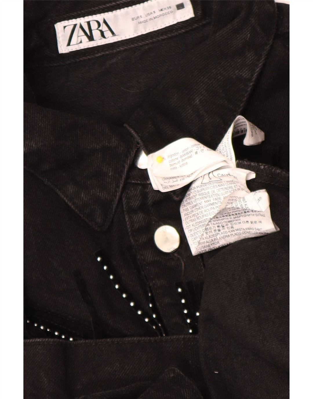 Übergroßes Jeanshemd von Zara für Damen, UK 10, Größe S, Schwarz, Baumwolle