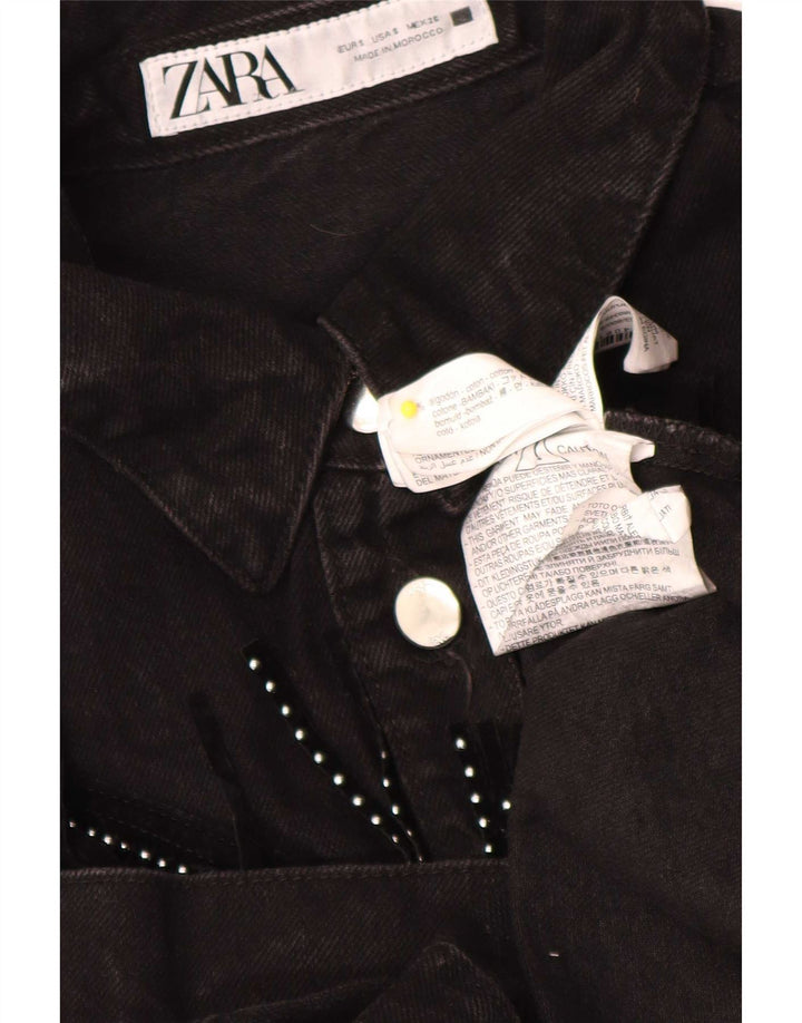 Übergroßes Jeanshemd von Zara für Damen, UK 10, Größe S, Schwarz, Baumwolle