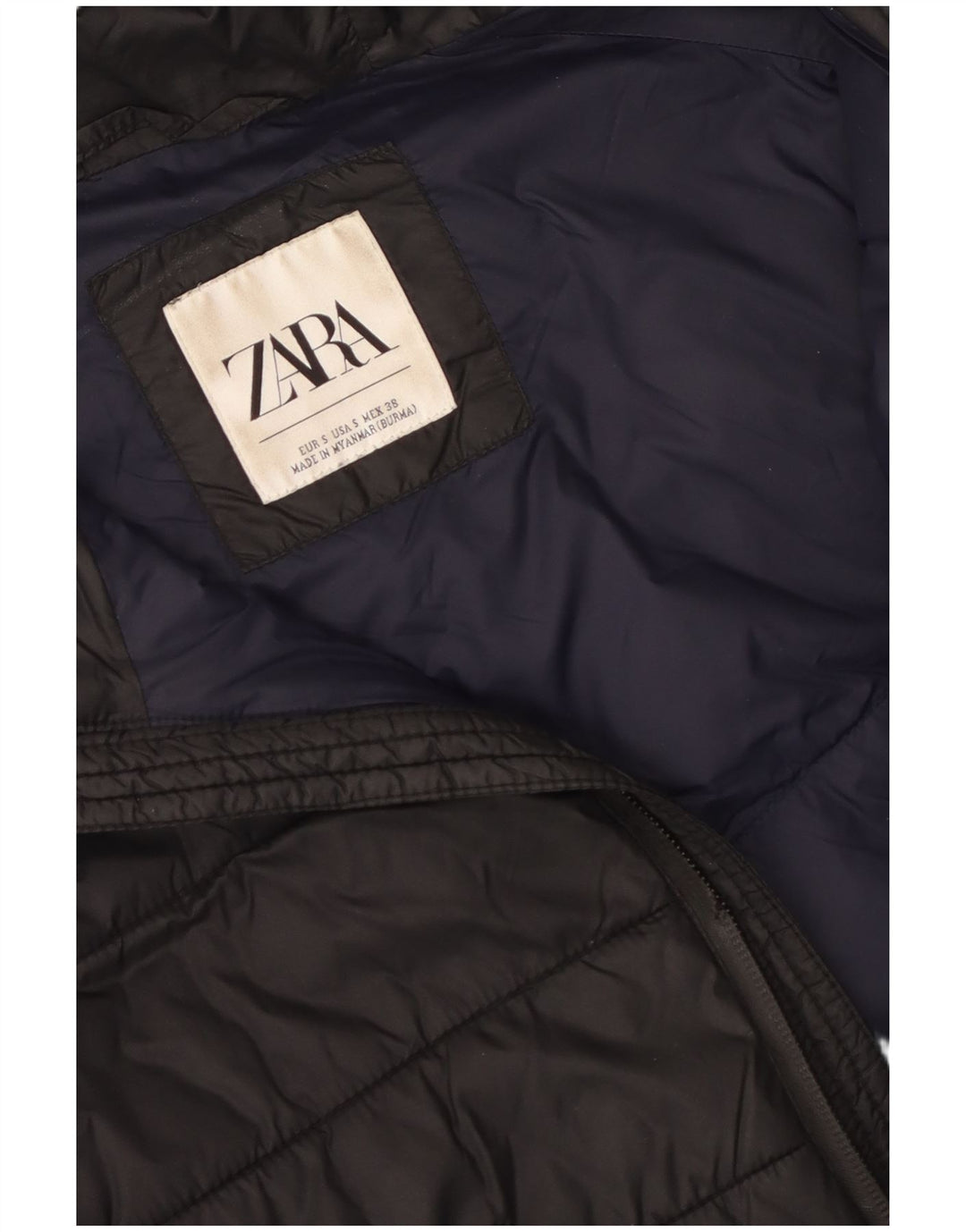 ZARA Herren-Jacke mit Kapuze, gepolstert, Größe 36, Schwarz