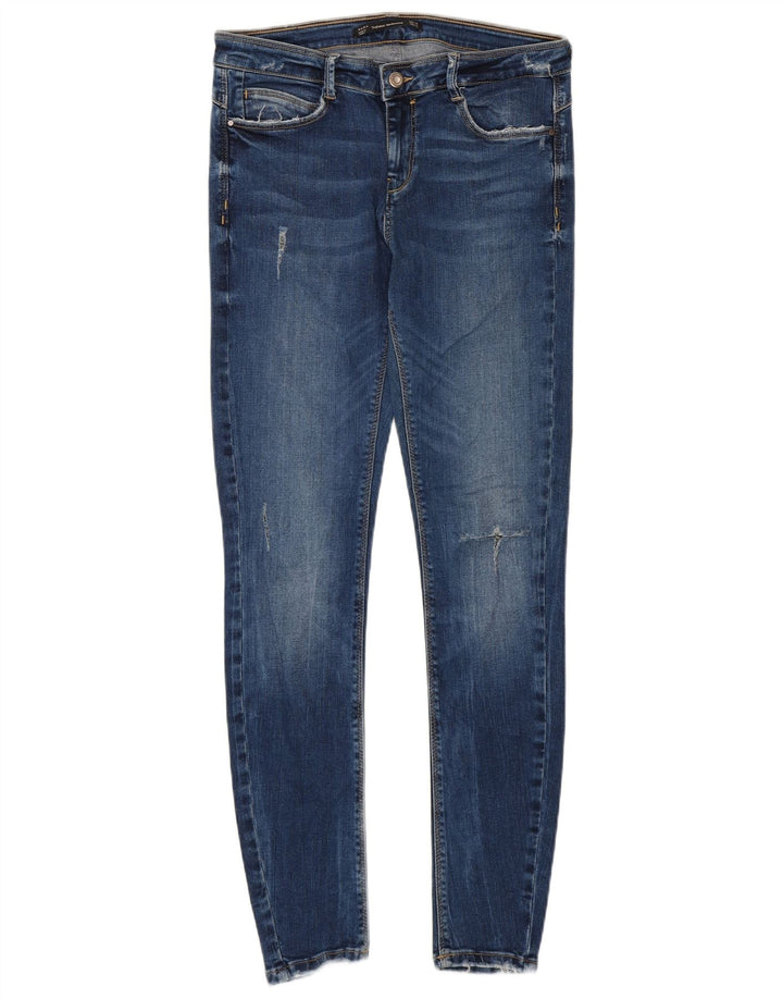 Zara Damen Distressed Skinny Jeans EU 40 Medium W30 L28 Blau
