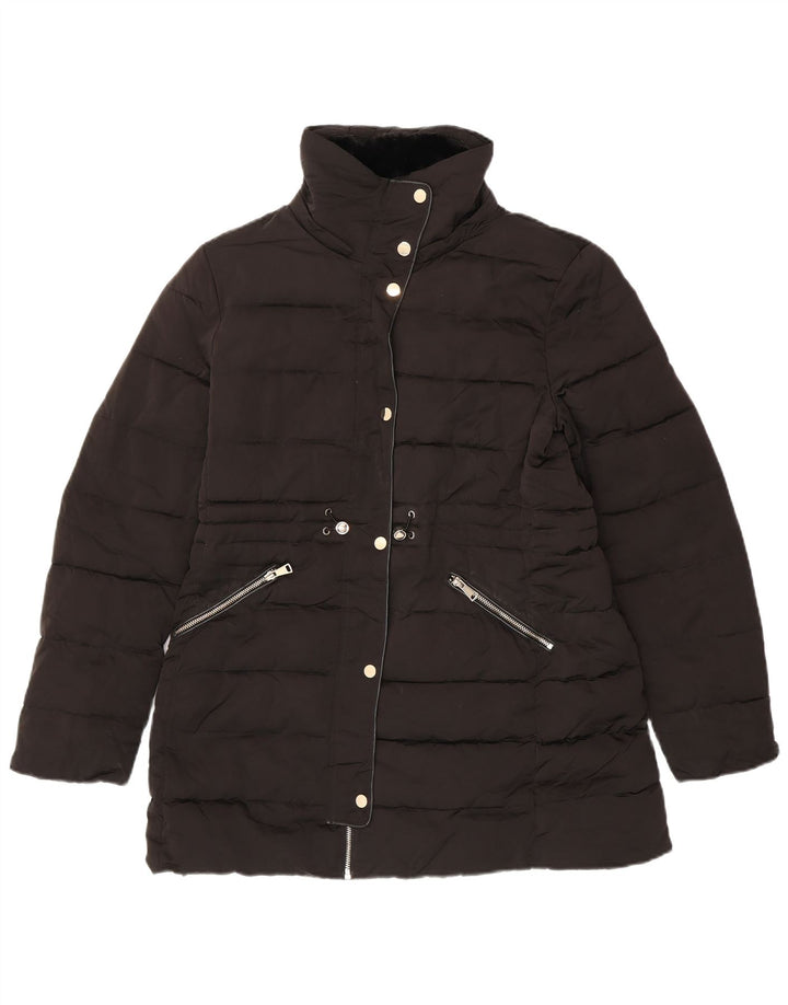 Zara Damen gepolsterter Mantel UK 16 Large Schwarz
