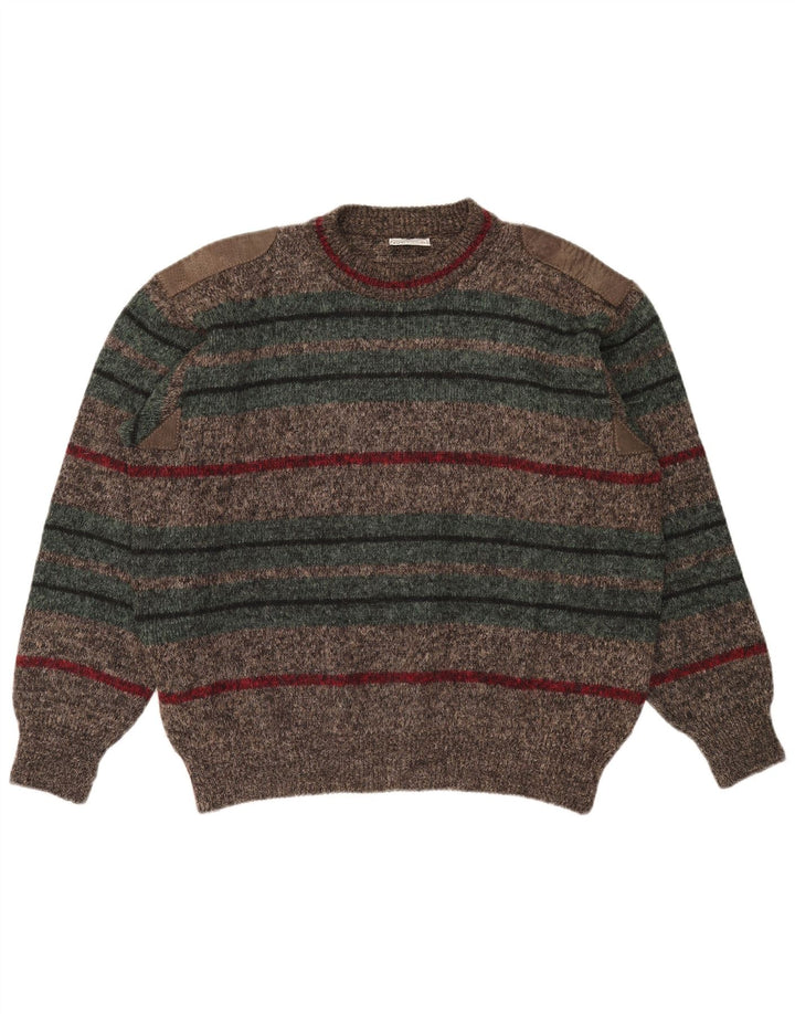 Ranger Herren-Pullover mit Rundhalsausschnitt, XL, braun gestreift, Polyamid