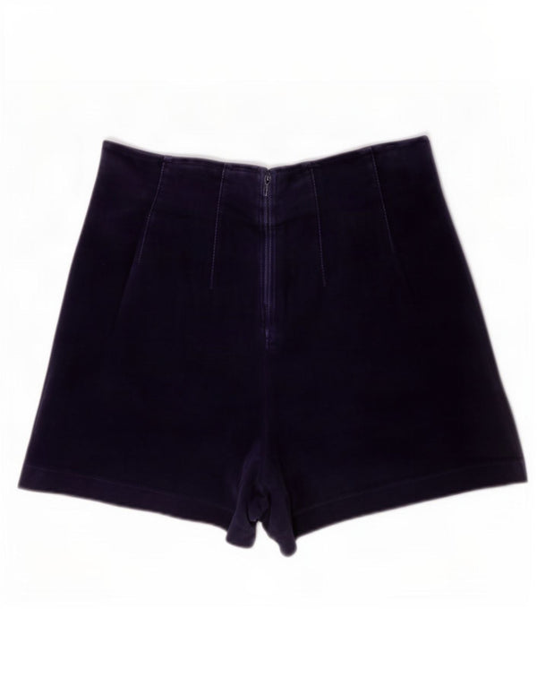 Benetton Womens Velvet Casual Shorts IT 42 Medium W28 Marineblau Baumwolle