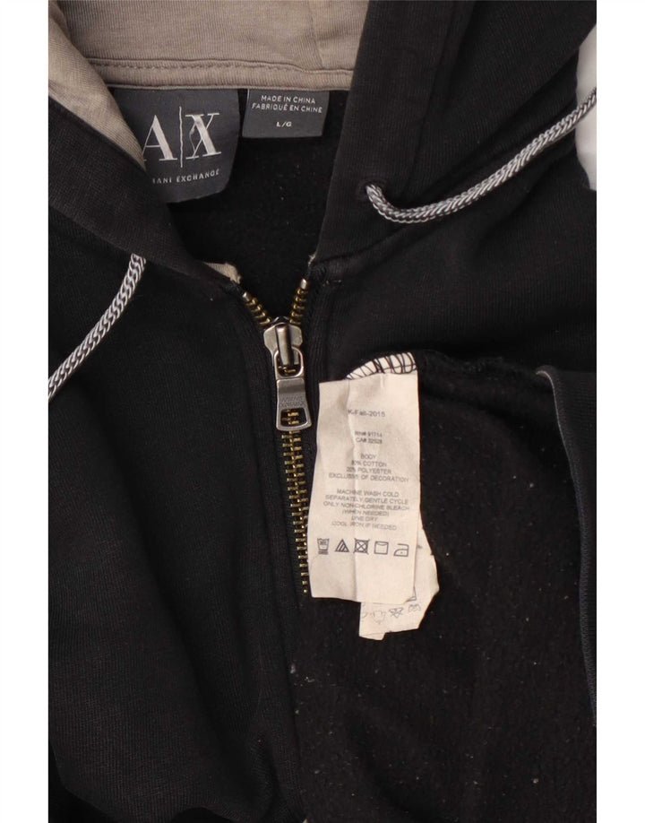 Armani Herren-Kapuzenpullover mit Reißverschluss, groß, schwarze Baumwolle