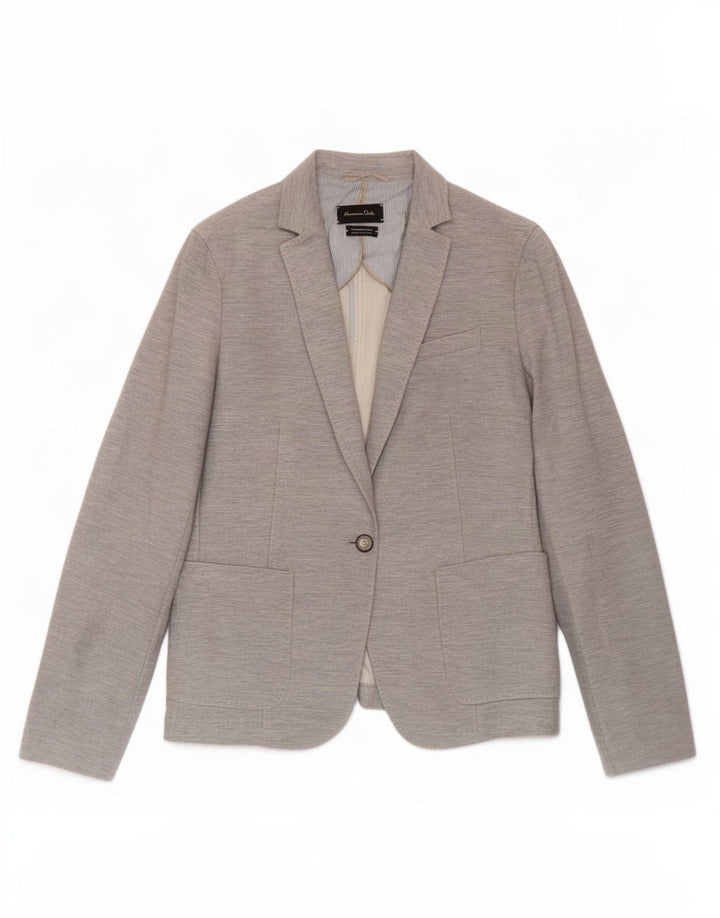 Massimo Dutti Damen-Blazer mit 1 Knopf, EU 42, große graue Baumwolle