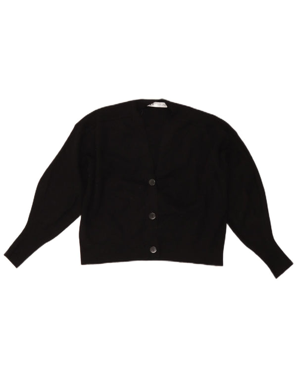 Zara Damen Crop Oversized Cardigan Pullover UK 10 Small Schwarze Viskose