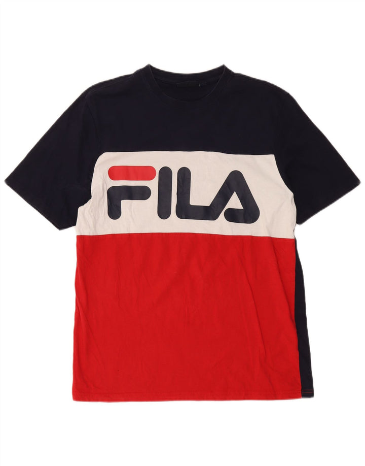Fila Herren-T-Shirt mit Grafik, groß, mehrfarbig, Colourblock-Baumwolle