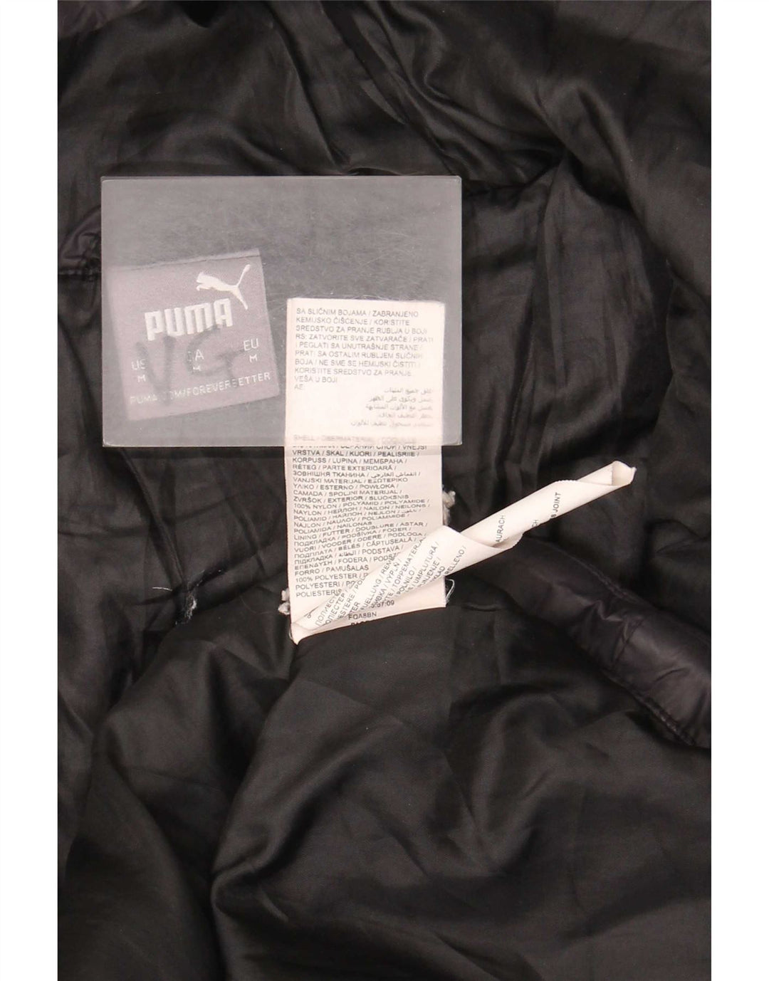 Puma Herren-Jacke mit Kapuze, gepolstert, Größe 38, mittelschwarzes Nylon