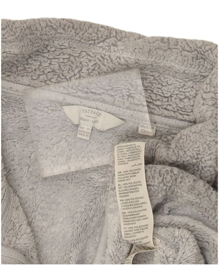 Fat Face Damen-Fleecepullover mit Reißverschluss am Hals, UK 14, Größe L, Grau, Polyester