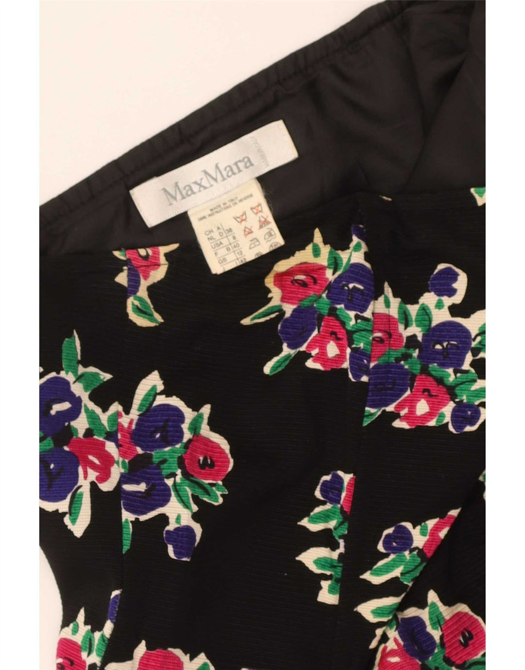 Trägerloses Kleid für Damen von Max Mara, UK-Größe 12, Mittelschwarz, Blumenmuster, Baumwolle