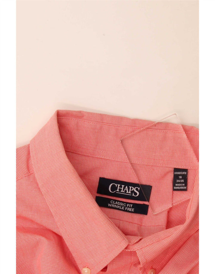 Chaps Herren-Hemd mit klassischer Passform, Größe 18 2XL, rosa Hahnentritt-Baumwolle