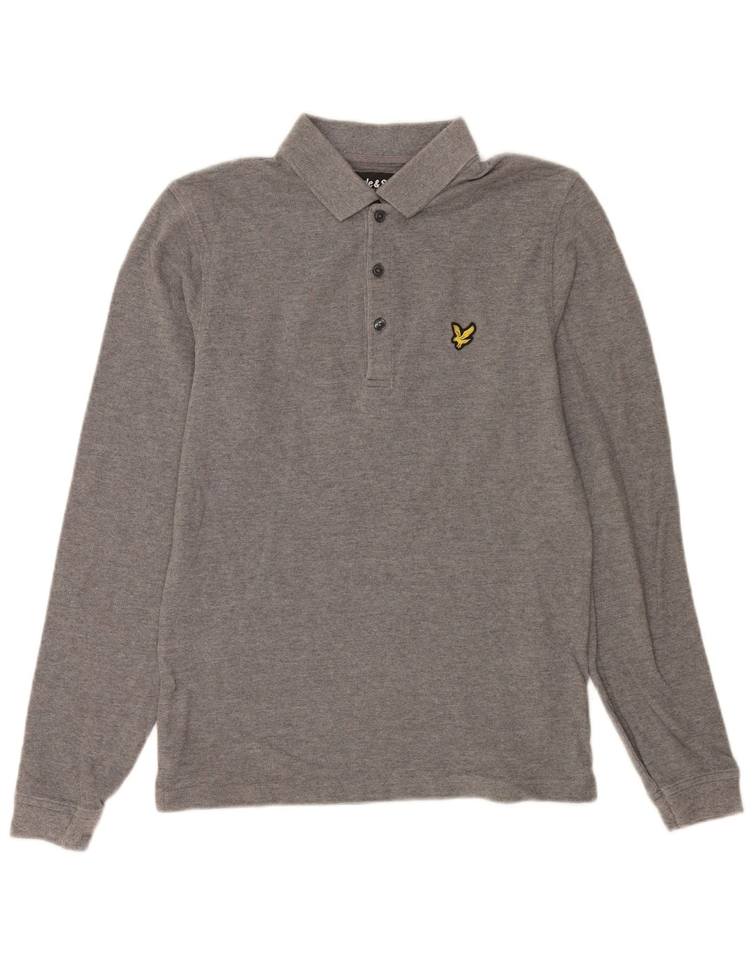 Lyle & Scott Herren-Langarm-Poloshirt, Größe S, Grau, Baumwolle
