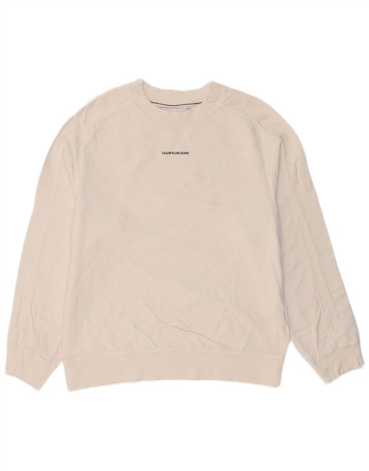 CALVIN KLEIN JEANS Herren Sweatshirt Pullover mittelweiße Baumwolle