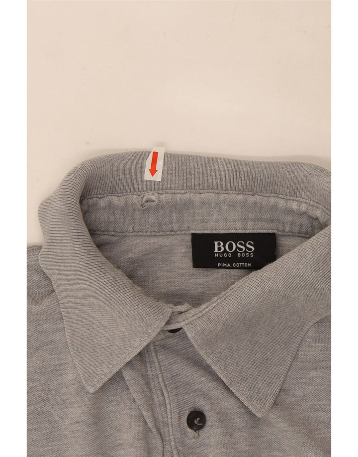 Hugo Boss Herren-Poloshirt aus mittelgrau gefleckter Baumwolle
