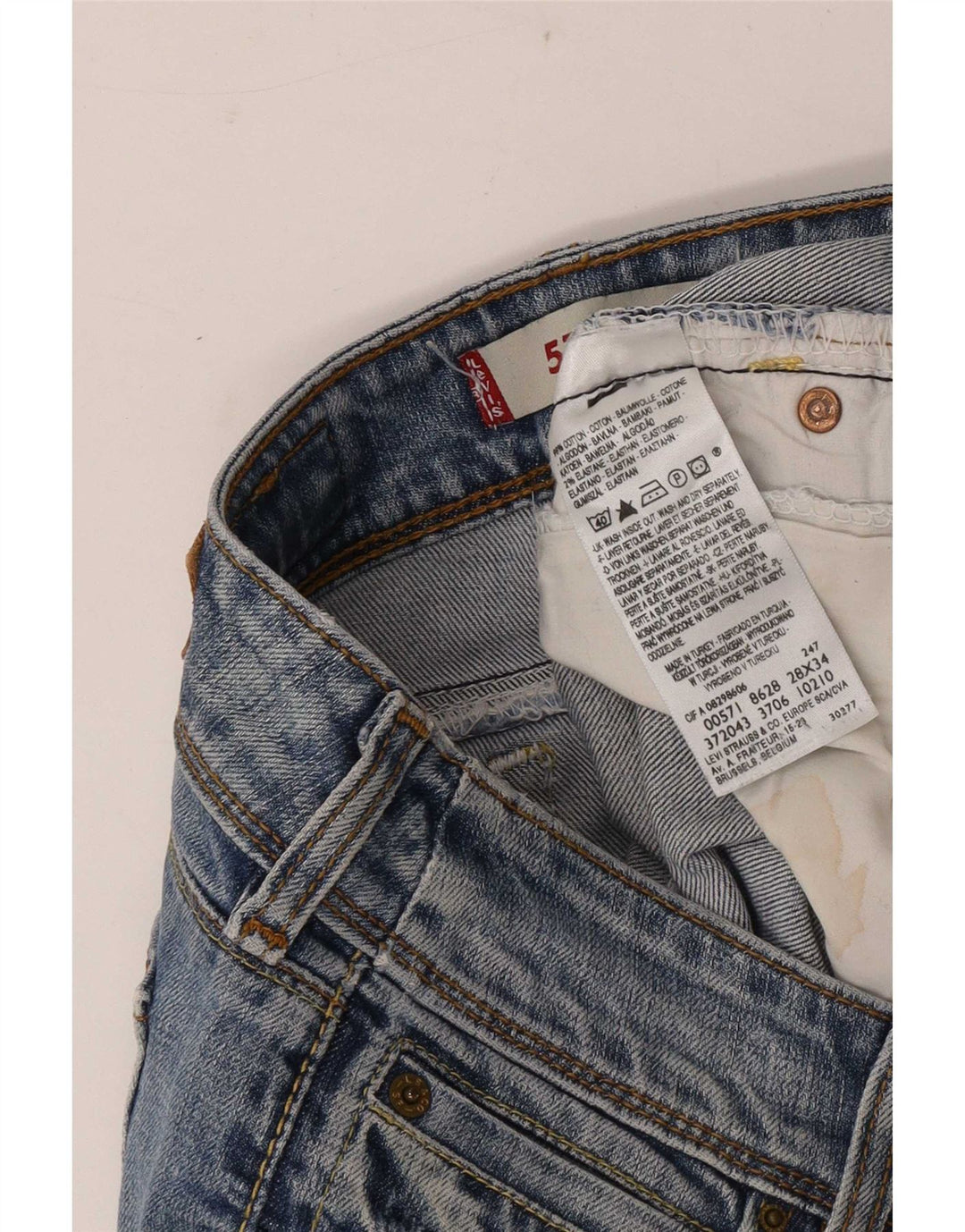 Levi's Damen 571 Slim Jeans W28 L34 Blaue Baumwolle