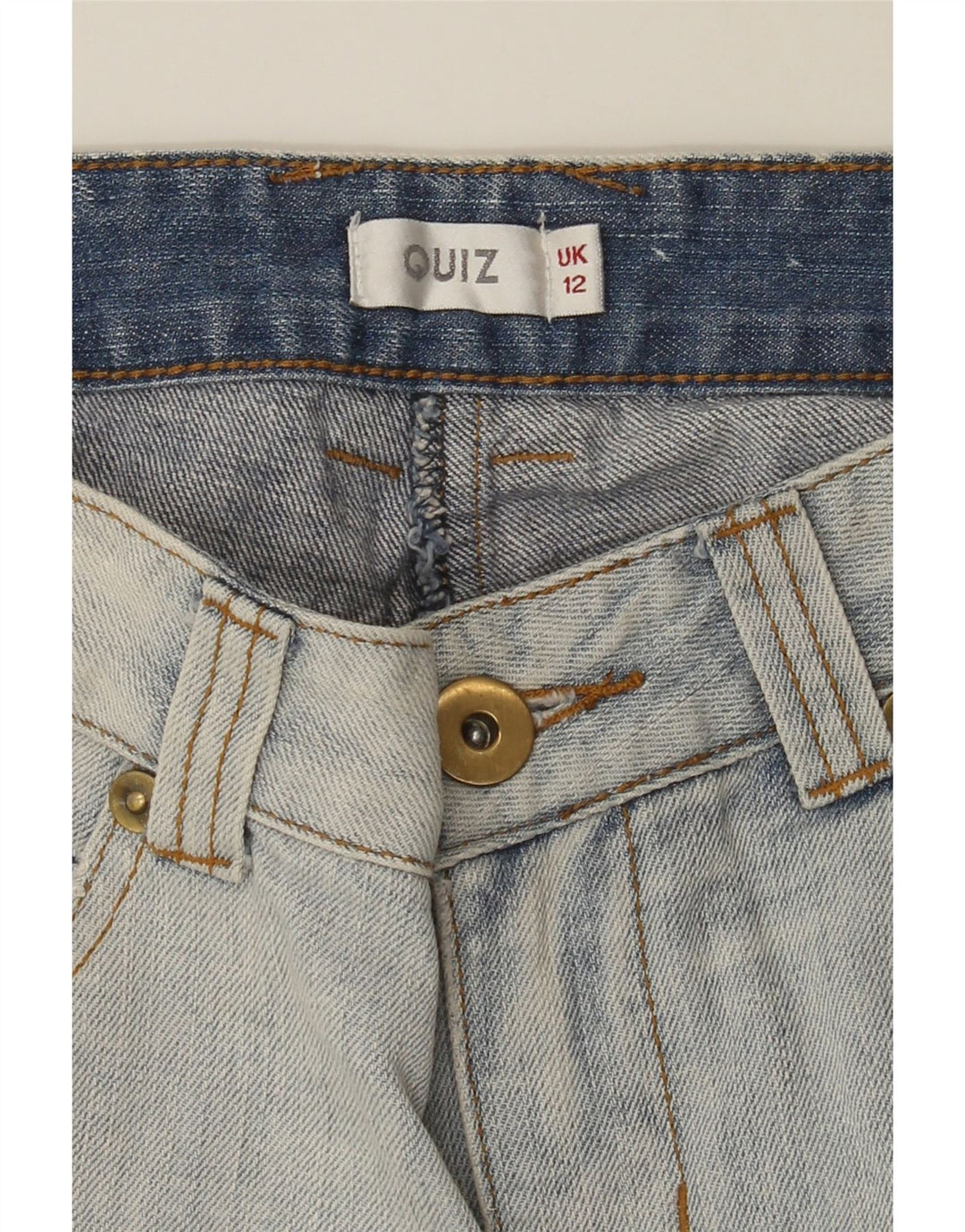 QUIZ Womens Distressed Denim Skirt UK 12 Medium W32  Blue Cotton Vintage Quiz and Second-Hand Quiz from Messina Hembry 