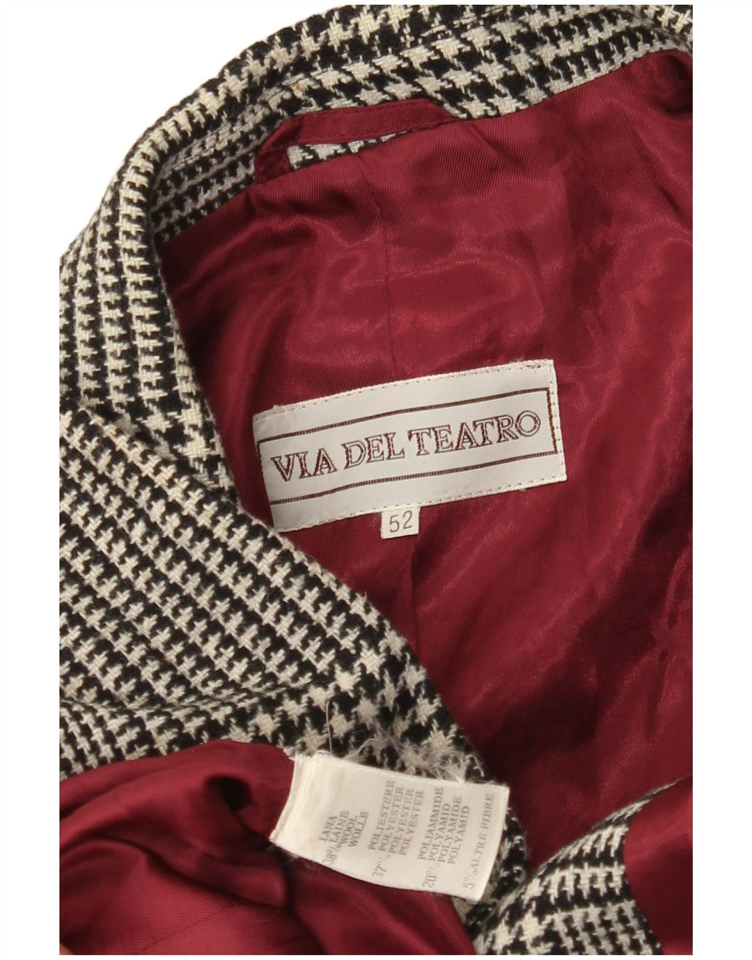 VINTAGE Herren 2-Knopf-Blazerjacke IT 52 XL Schwarze Hahnentrittwolle