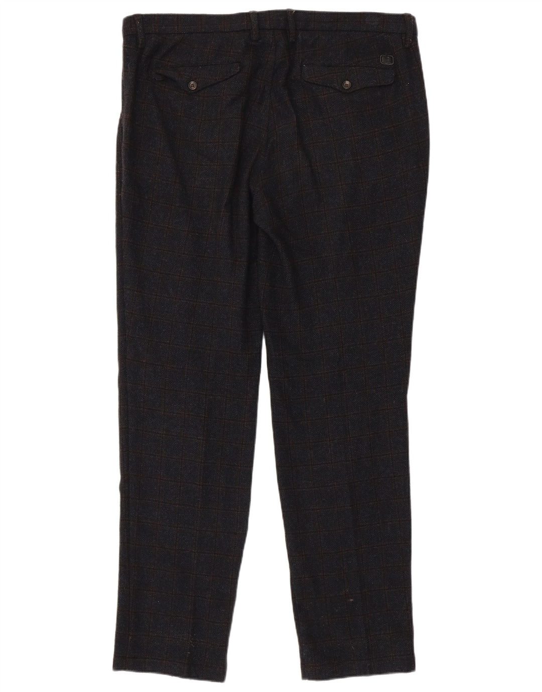 Trussardi Herren-Anzughose, gerade, W38, L33, Marineblau kariert