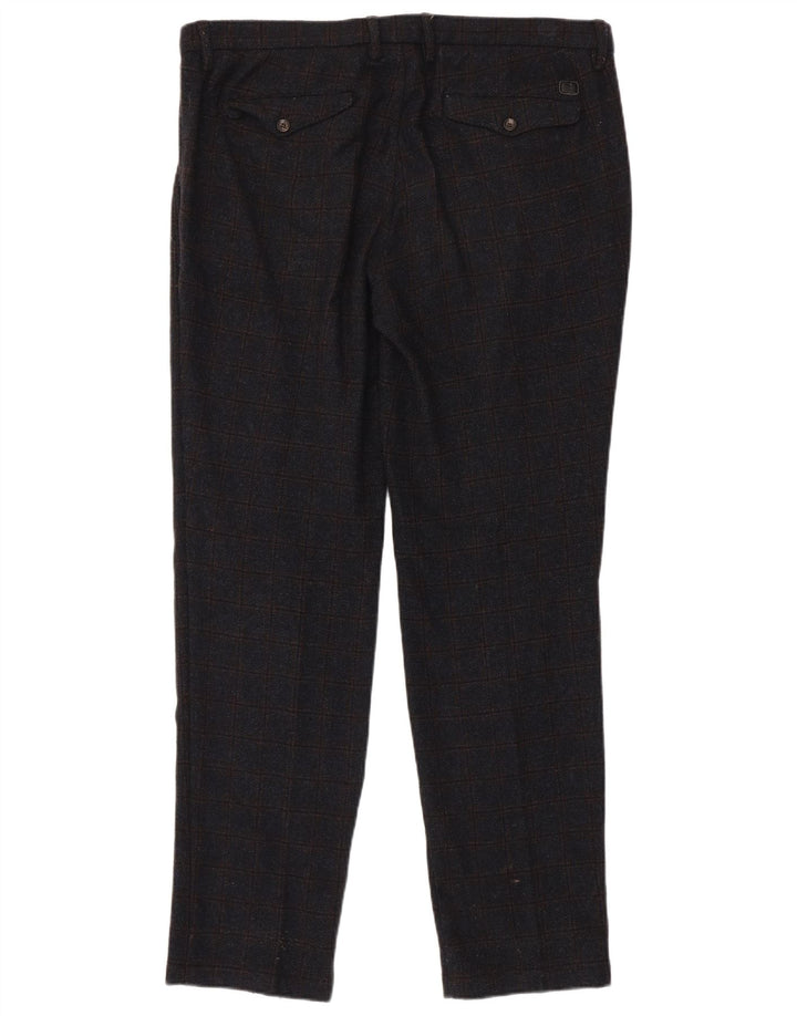 Trussardi Herren-Anzughose, gerade, W38, L33, Marineblau kariert