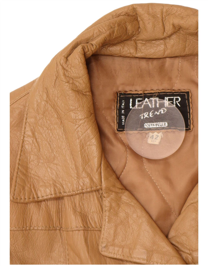 VINTAGE Womens Leather Jacket IT 42 Medium Beige Leather