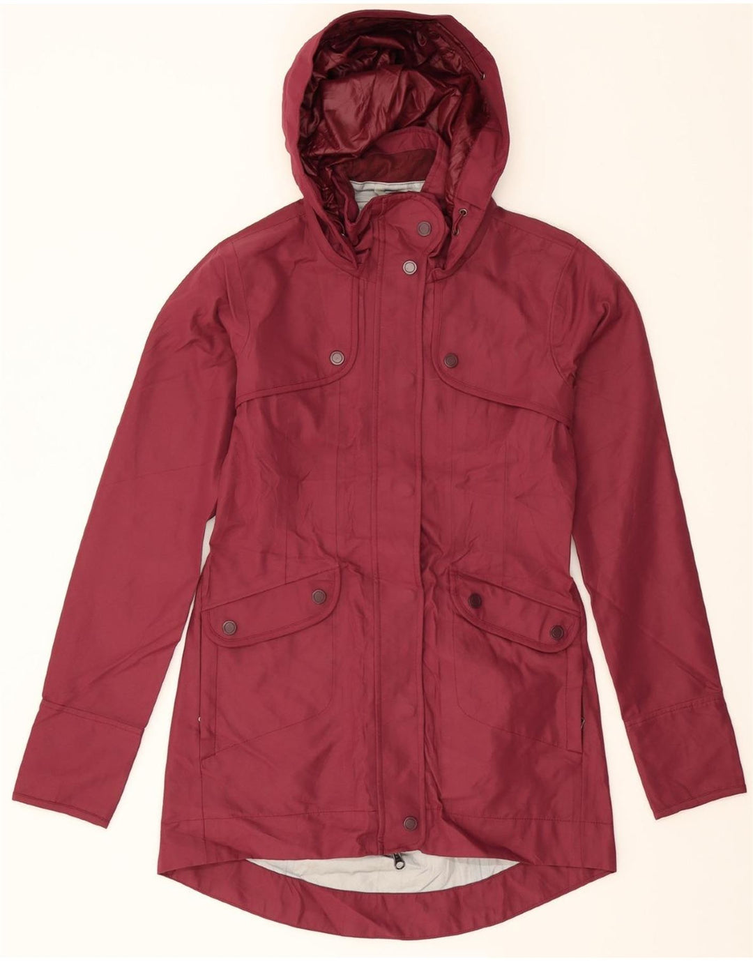 ATHLETA Womens Hooded Raincoat UK 2 2XS Burgundy Polyester Vintage Athleta and Second-Hand Athleta from Messina Hembry 
