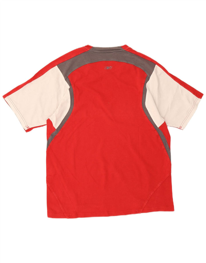 Reebok Herren Grafik-T-Shirt-Oberteil aus mittelroter Colourblock-Baumwolle