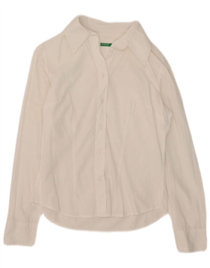 Benetton Damen-Hemd UK 12 Medium Weiß