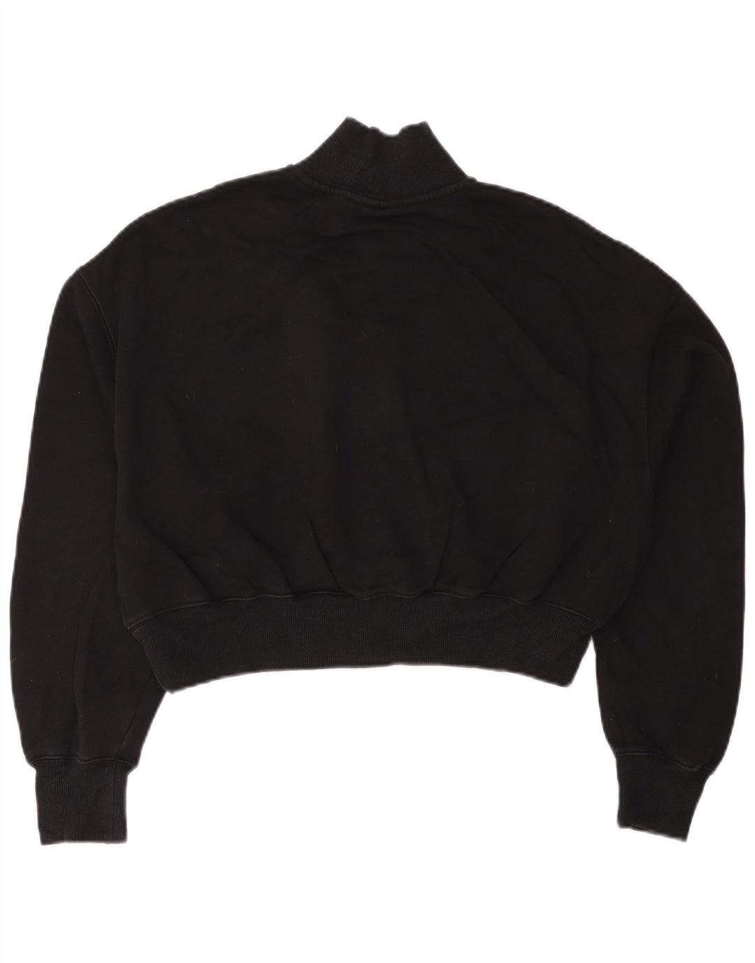 NIKE Damen Crop Zip Neck Sweatshirt Pullover UK 14 Mittelschwarze Baumwolle