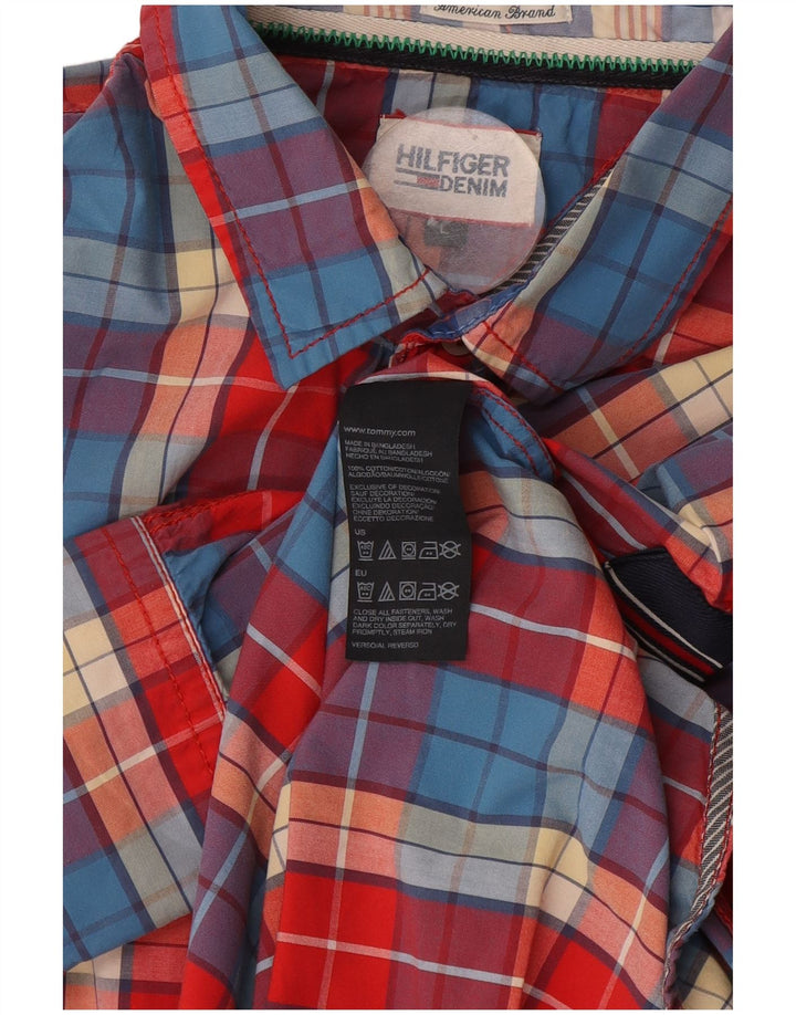 Tommy Hilfiger Herrenhemd, groß, rot kariert, Baumwolle