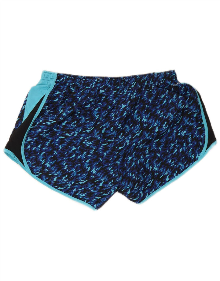 NIKE Womens Dri Fit Sport Shorts UK 14 Medium  Blue Spotted Polyester