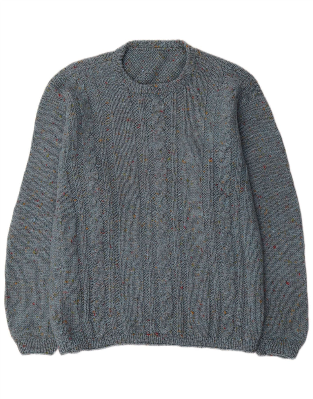 Vintage Herren-Pullover mit Rundhalsausschnitt, Mittelblau meliert