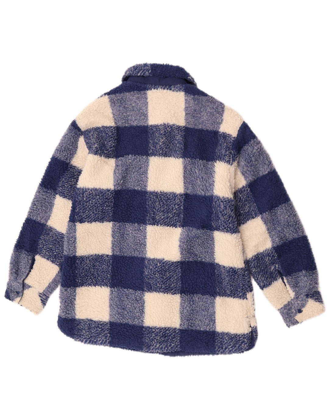 Zara Fleecejacke für Mädchen, 13–14 Jahre, blaues Gingham-Polyester