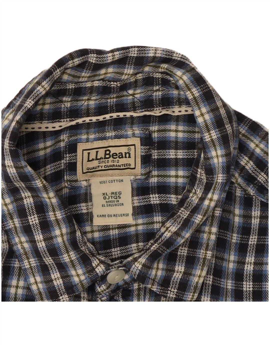 L.L.BEAN Herren-Flanellhemd XL, marineblau, kariert, Baumwolle